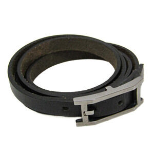HERMES Silver Leather Bracelet